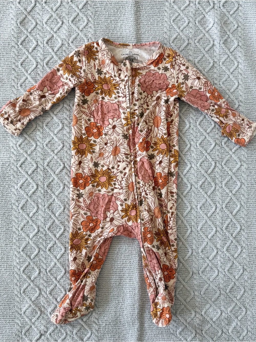 Caden Lane Boho Floral Baby Footie with Zipper